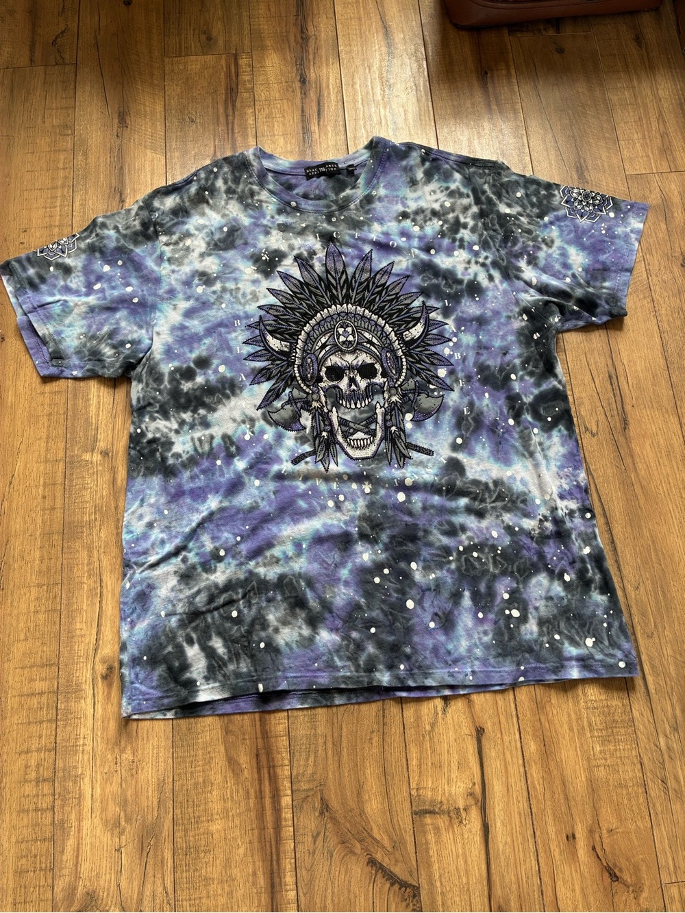 Affliction Black Label Shirt Mens 2XL Tie Dye Skull Headdress Graphic Tee